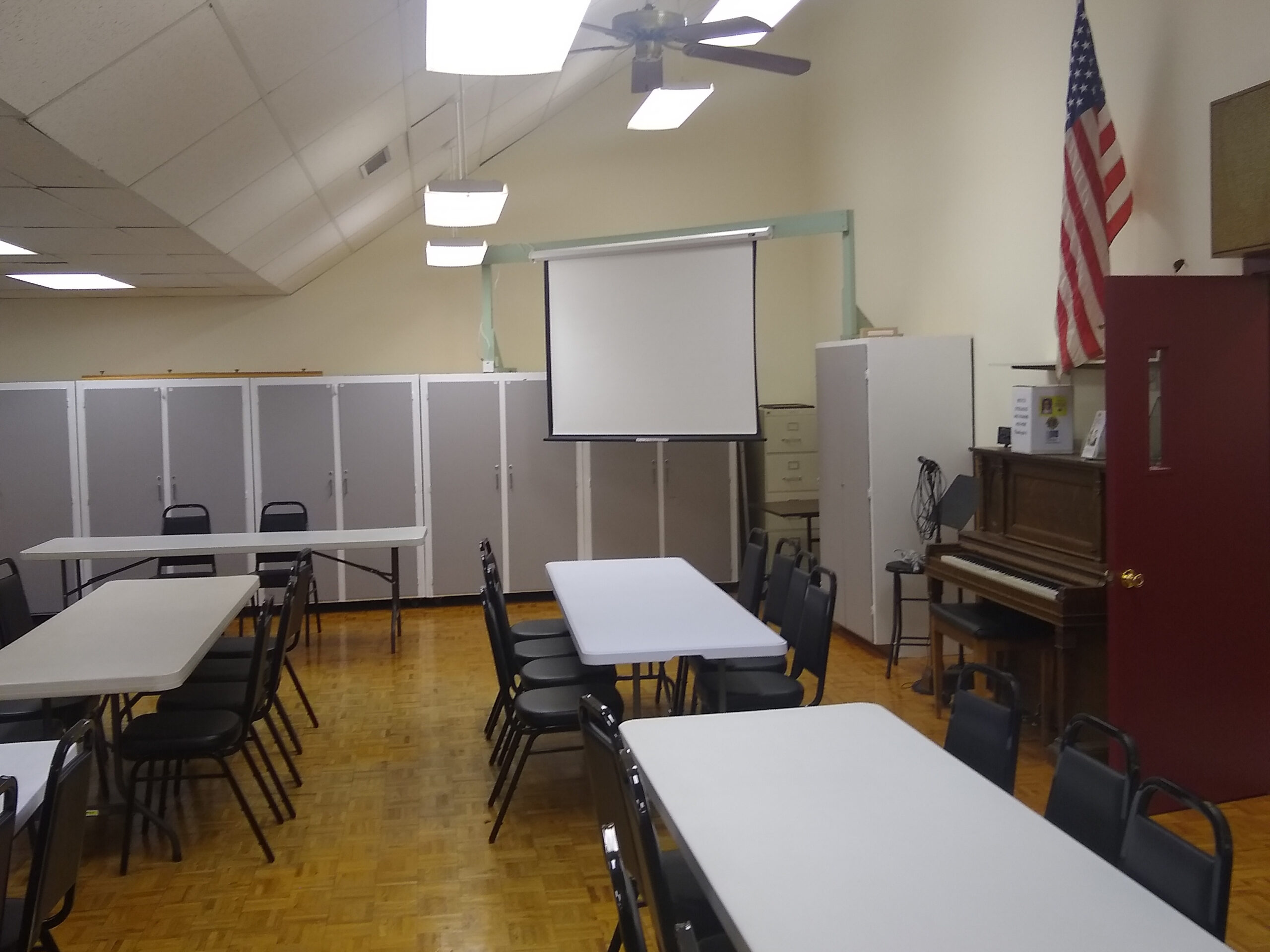 Multi-purpose room with projector and seating